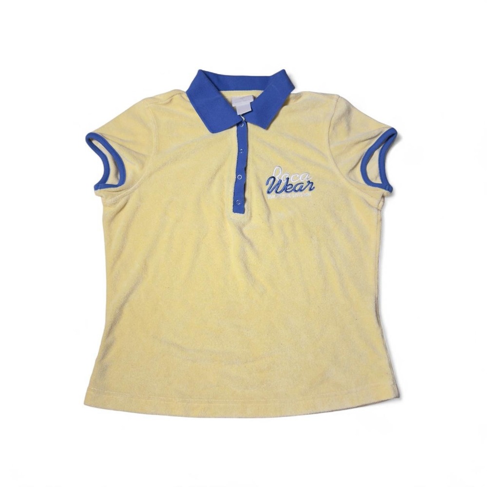 Rocawear terry cloth yellow and blue collar top